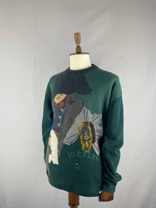 Iceberg Mens Sweater Size 2XL Green Wool Crew Neck Long Sleeve Pullover - Picture 1 of 13
