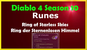Diablo 4 Season 10 Ring of Starless Skies RUNE Mythic 6x OHM TZIC CEM D4 SC - Picture 1 of 1