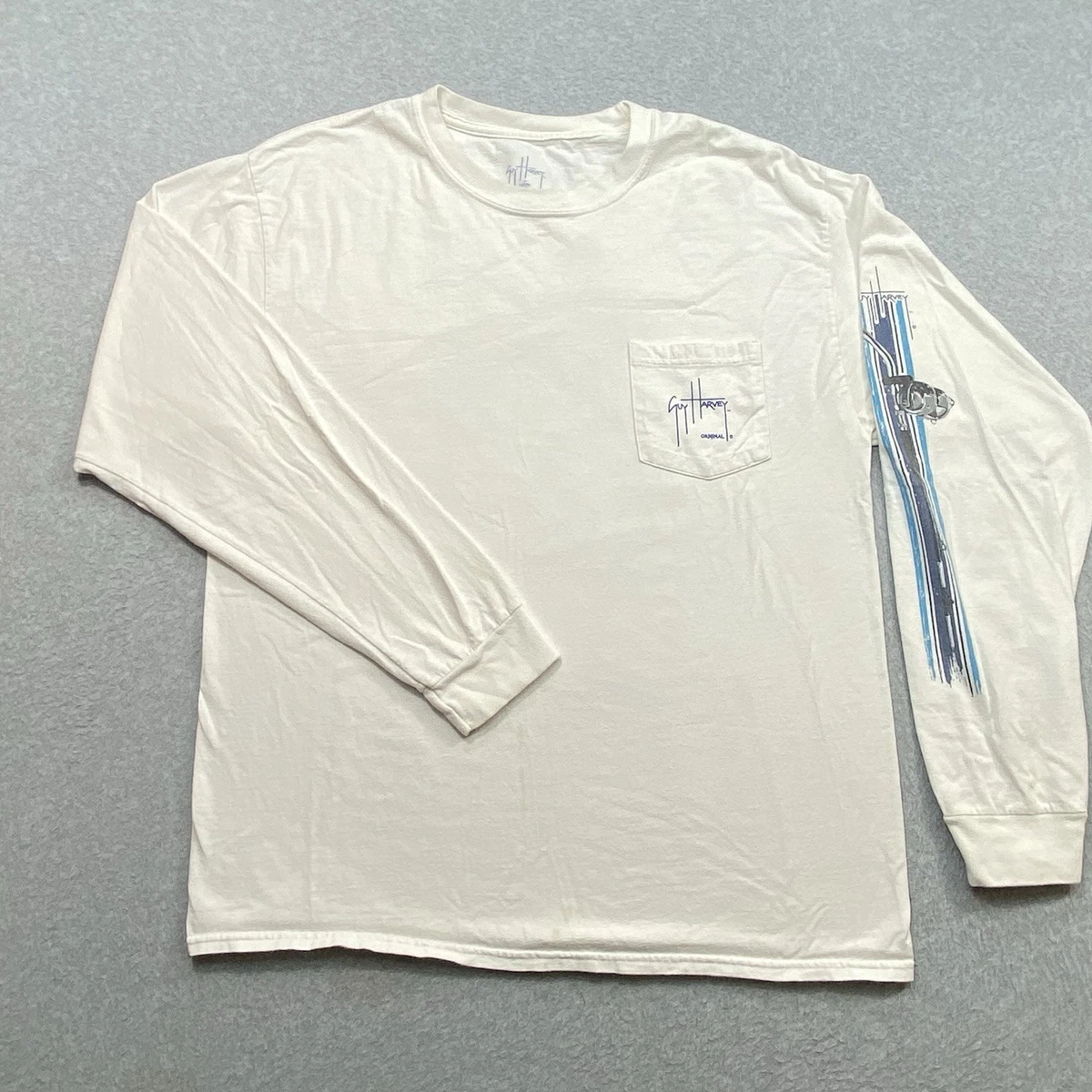 Guy Harvey Men's Star Spangled Guy T-Shirt – White Fishing Tee With Full Back Print, Large