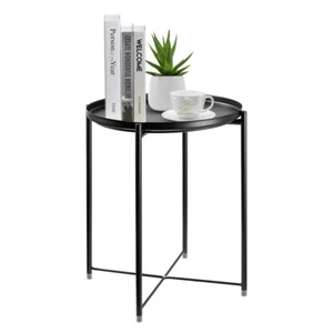 Small Metal Round End Side Accent  Coffee Table Nightstand Living Room Bedroom - Picture 1 of 6