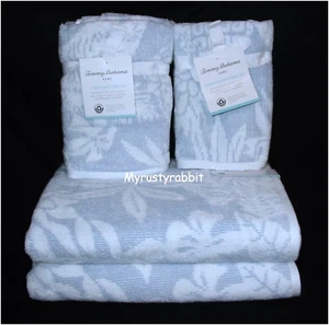 Tommy Bahama Blue Tropics Bathroom Towel Set of 6 - Palms Pineapples Floral - Picture 1 of 11