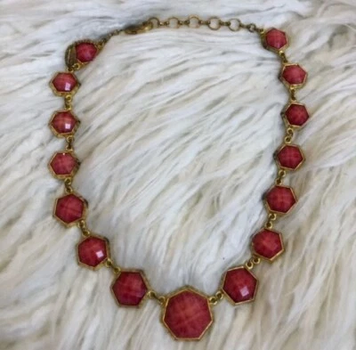 Amrita Singh красный шестиугольник камень золотистый каскадный размер заявление ожерелье - Изображение 1 из 4