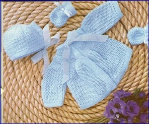 Baby Knitting Pattern Copy GORGEOUS Matinee Jacket Mitts Bonnet 3 Ply - Picture 1 of 1