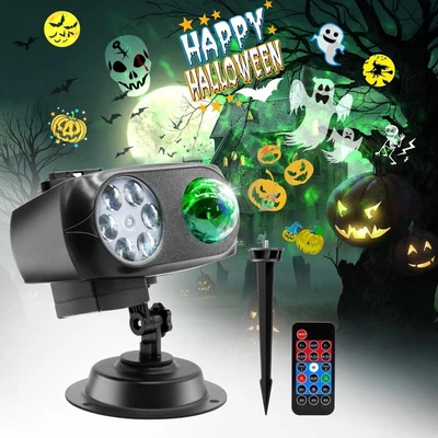 2-in-1 LED Projektor Weihnachten Halloween Strahler Party Projektionslampe Laser - Bild 1 von 4