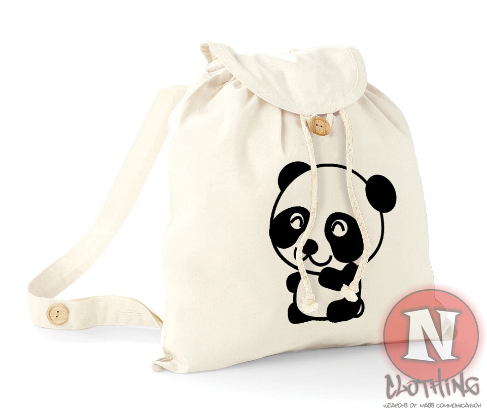 Niedlicher Panda Rucksack Urlaub Schule College Bio Baumwolle Tagestasche - Bild 1 von 1