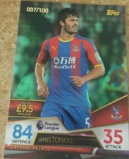 Match Attax Ultimate James Tomkins green parallel card 37/100 Rare