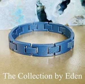 INC International Concepts Bracelet- Blue Matte Stainless Steel Link - Picture 1 of 3