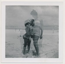 STRANGE GHOST FAMILY BEACH APPARITION! Abstract DOUBLE EXPOSURE photo WOMAN GIRL