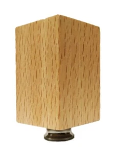 Lamp Finial-SOLID BEECH WOOD RECTANGLE CUBE-W/Dual Thread Base-Satin Nickel - Picture 1 of 5