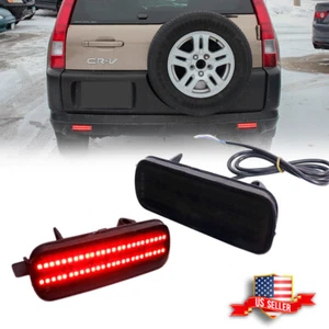 Smoked Rear Bumper Reflector Red LED Tail Brake Lights For 2002-2004 Honda CR-V - Picture 1 of 9