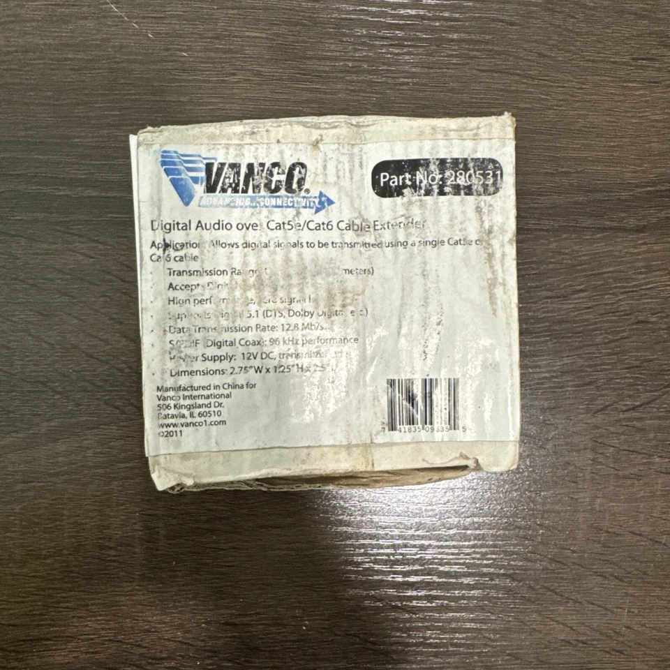 Vanco 280531 Digital Audio over CAT5e/CAT6 Cable Extender Brand New - Image 1 of 1