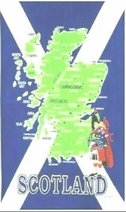 Toalla de té colgante de pared recuerdo escocés con mapa de bandera de Escocia regalo memorable - Imagen 1 de 1