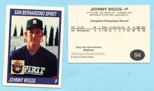 1990 Cal League Cards- San Bernardino Spirit- Johnny Wiggs- Box 186
