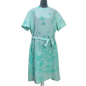 Vintage 70s Brief Notes Womens 3XL Teal Floral Dress Union Made Deadstock - Picture 1 of 9