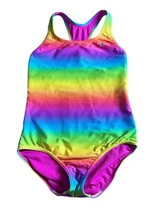 Speedo Girls Size 14 One Piece Bathing Suit Rainbow Swimming Racer Back Kids - Picture 1 of 11