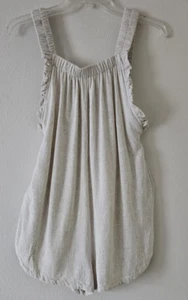 Mable Women's Sleeveless RuffleTrim Linen Blend Romper L Pockets Beach Yoga - Bild 1 von 12