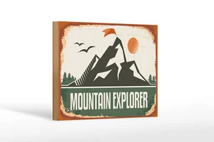 Holzschild Retro 18x12 cm Mountain Explorer Holz Deko Schild wooden sign - Bild 1 von 5
