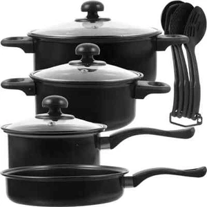 Set Batteria Di Pentole Antiaderente 13 Pezzi con Utensili Coperchi in Vetro - Foto 1 di 4