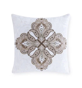 Sferra TOFFIA Embroidered Beaded Decorative Pillow 20 x 20" IVORY Linen - NEW! - Picture 1 of 2