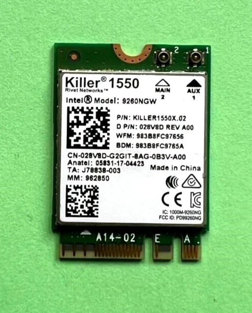 Original Dual Band Killer1550 AC9260 Model 9260NGW  1730Mbps  BT5.0  28V8D - Bild 1 von 1