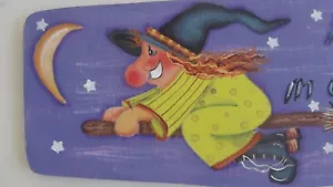 decoración de halloween, escoba de montar bruja, bruja, decoración de pared, placa, letrero - Imagen 1 de 4