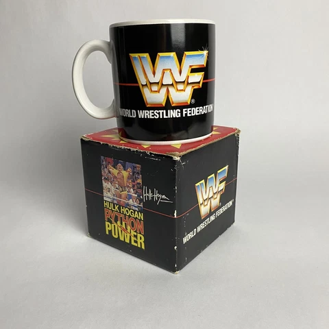 Vintage 1990 WWF Hulk Hogan Python Power Coffee Mug Cup In Original Box **RARE** Cover