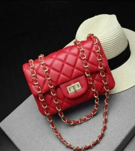 Damen Mini Handtasche PU Leder Schulter Umhängetasche Luxus Trendy rote Geldbörse - Bild 1 von 4
