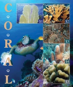 Tuvalu 2021 - Marine Life Coral Reefs Turtle - Sheet of 5 Stamps - MNH - Picture 1 of 1