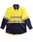 Mens Cool-breeze Safety Work Factory Tradie High Hi Vis Fluro Reflective Shirt