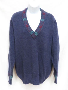 Vtg GUCCI Italy Mens Blue Wool Alpaca V Neck Sweater 48 - Picture 1 of 4