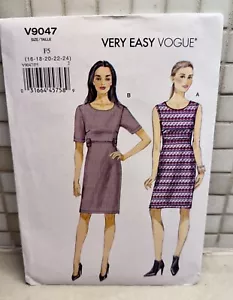 Vestido recto Vogue V9047 muy fácil para mujer patrón de costura 16 a 24 NUEVO sin cortar ajustado - Imagen 1 de 3