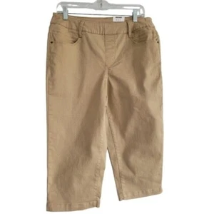Time & Tru Khaki Capri Wide Legged Cropped Pants New with Tags Size Medium 8/10 - Picture 1 of 5