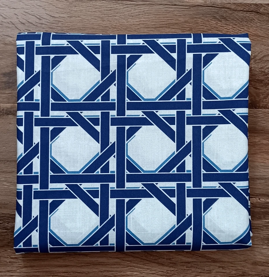 Crate & Barrel Julien Shower Curtain Navy Blue Lattice 72" x 72" Made in Italy - Image 1 of 4