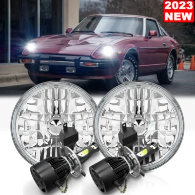 Pair 7inch Round LED Headlights Hi/Lo Beam For datsun 280ZX/240Z/260Z/280Z - Image 1 of 4