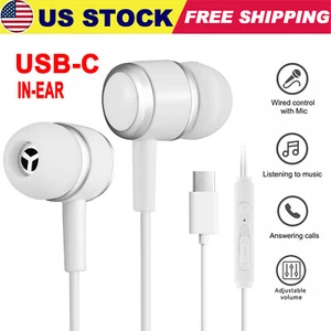 USB-C Type C Headphones Earphones with Mic For Samsung Galaxy S21 S22 Plus Ultra - Picture 1 of 10