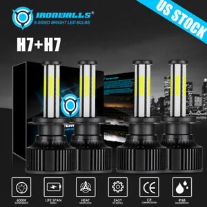 6-sides H7 H7 Combo LED Headlight Bulbs High Low Beam 5600W 840000LM 6500K White