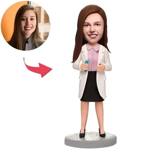 Custom Female Doctor Bobblehead with Needle Personalized Gift for Collectors - Picture 1 of 2