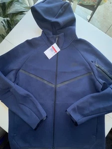 Nike Tech Fleece Windrunner Hoodie mit durchgehendem Reißverschluss Herren Größe Large neu mit Etikett blau - Bild 1 von 5