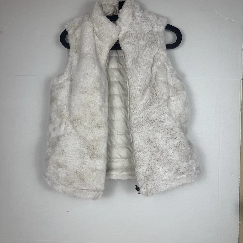 Chaleco reversible Nicole Miller para mujer marfil de piel sintética talla XS Foto 1 de 4