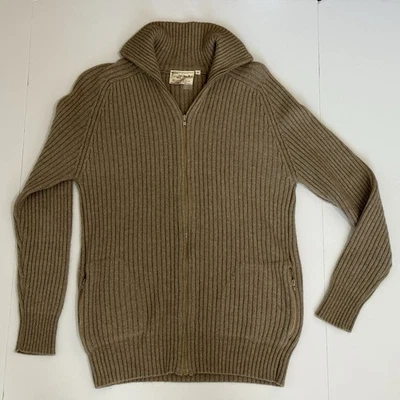 VTG Cymbal Wool Mink Blend Men L Full Zip Sweater Jacket Flannel Brown - Image 1 of 4