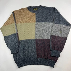 Alpaca Finish Unisex Colorblock 100% Alpaca Wool Peru Loose Knit Sweater - Picture 1 of 9