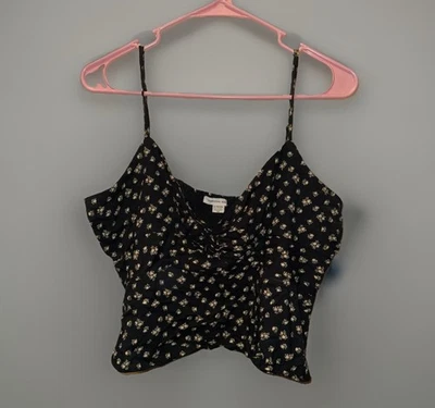 Camiseta sin mangas American Eagle negra floral talla XL Foto 1 de 2