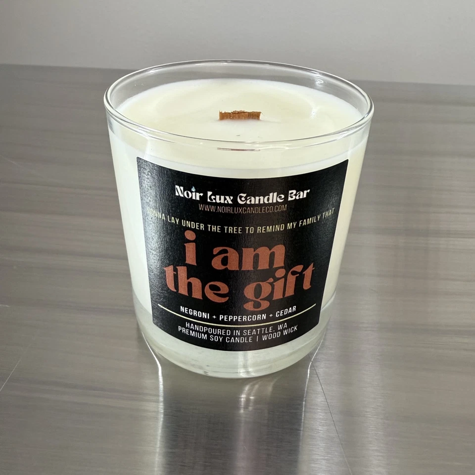 Vela Personalizada 9 OZ Cera Vela de Soja Mecha de Madera Perfumada Negroni Regalo Humor Tapa Foto 1 de 4