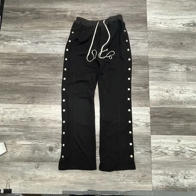 Calça Rick Owens Drkshdw pequena preta suor pesado botão empurrador mosca encaixe algodão - Imagem 1 de 4