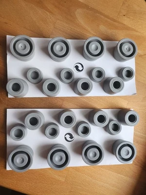 2 X 12 RUTSCHFESTE GUMMIFÜSSE VERSCHIEDENE HÖHEN - PLUS 8 X SAUGNAPF - Bild 1 von 2