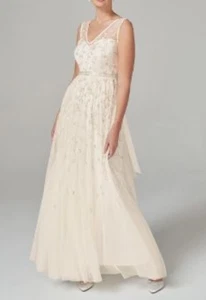 PHASE EIGHT Millicent Cream Beaded Bridal Wedding Dress SIZE M UK 14 - Picture 1 of 11