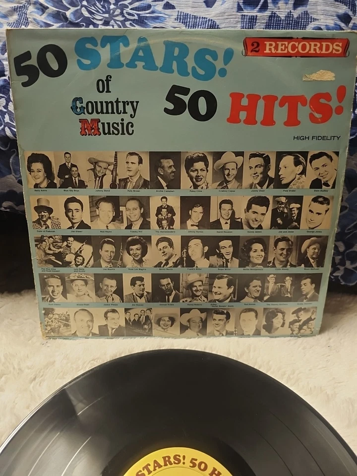 50 Stars!, 50 Hits! Of Country Music - 1966 Mono 2x 12" LP Vinyl Record CMS - Image 1 of 4