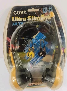 Coby Sports CX-22 Ultra Slimline Retro AM/FM Headphone Radio Yellow K8 - Picture 1 of 4