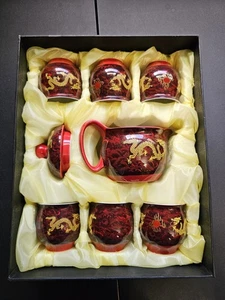 Golden Dragon rote Glasur Keramik chinesisches Teeservice - Bild 1 von 3