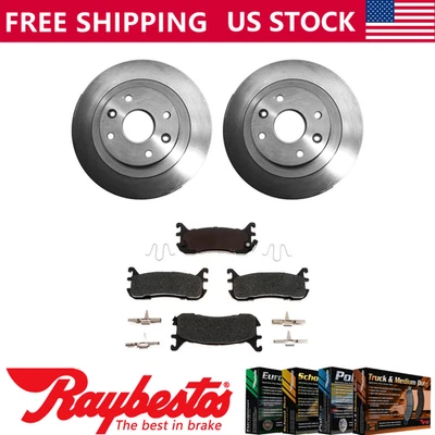 Rotores de freio traseiros + pastilhas de freio de cerâmica e ferragens para 1994-2000 Mazda Miata - Imagem 1 de 4